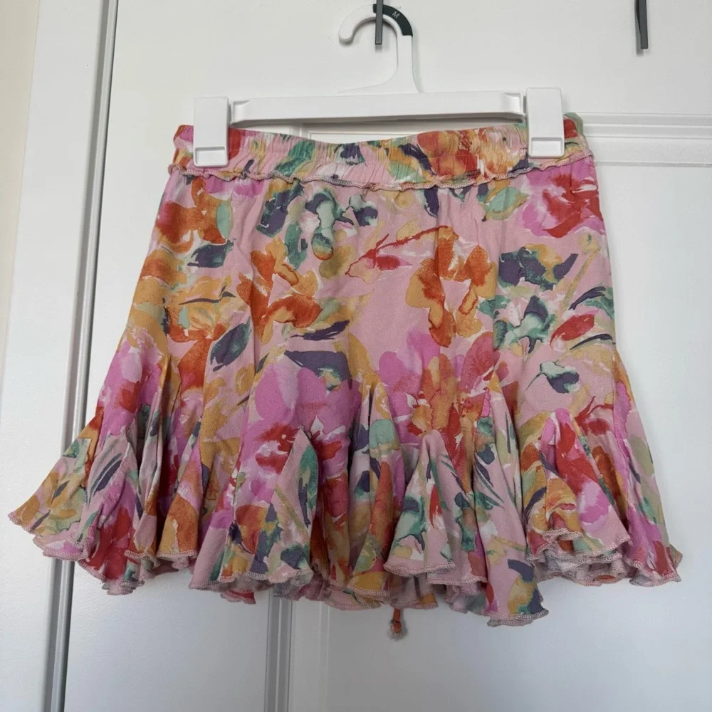 VICI Floral Pink Multicolor Flare Mini Skirt Medium